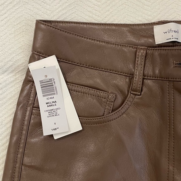 Aritzia Wilfred Melina Ankle Vegan Leather Pant Size 4 - Picture 4 of 6